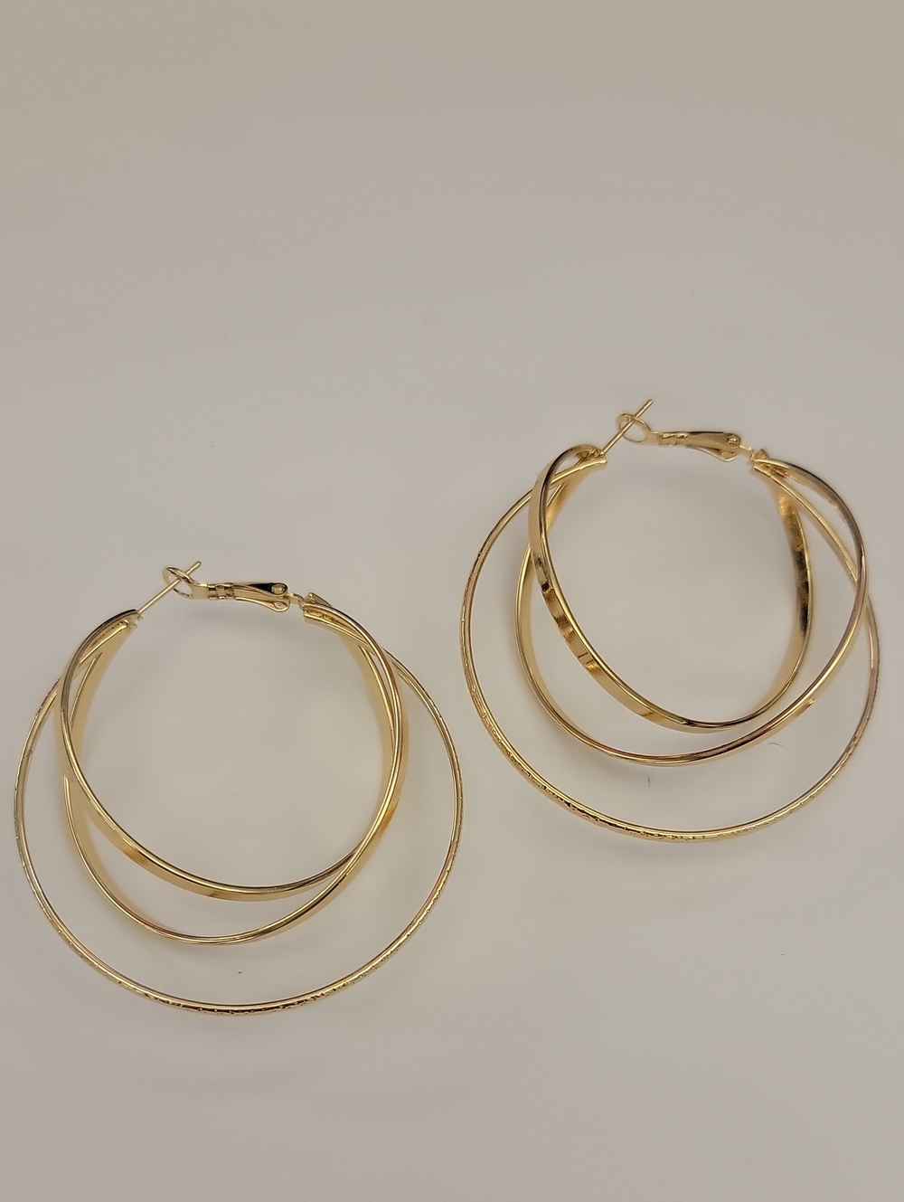 Triple Hoop Gold-Tone Hoop Earrings